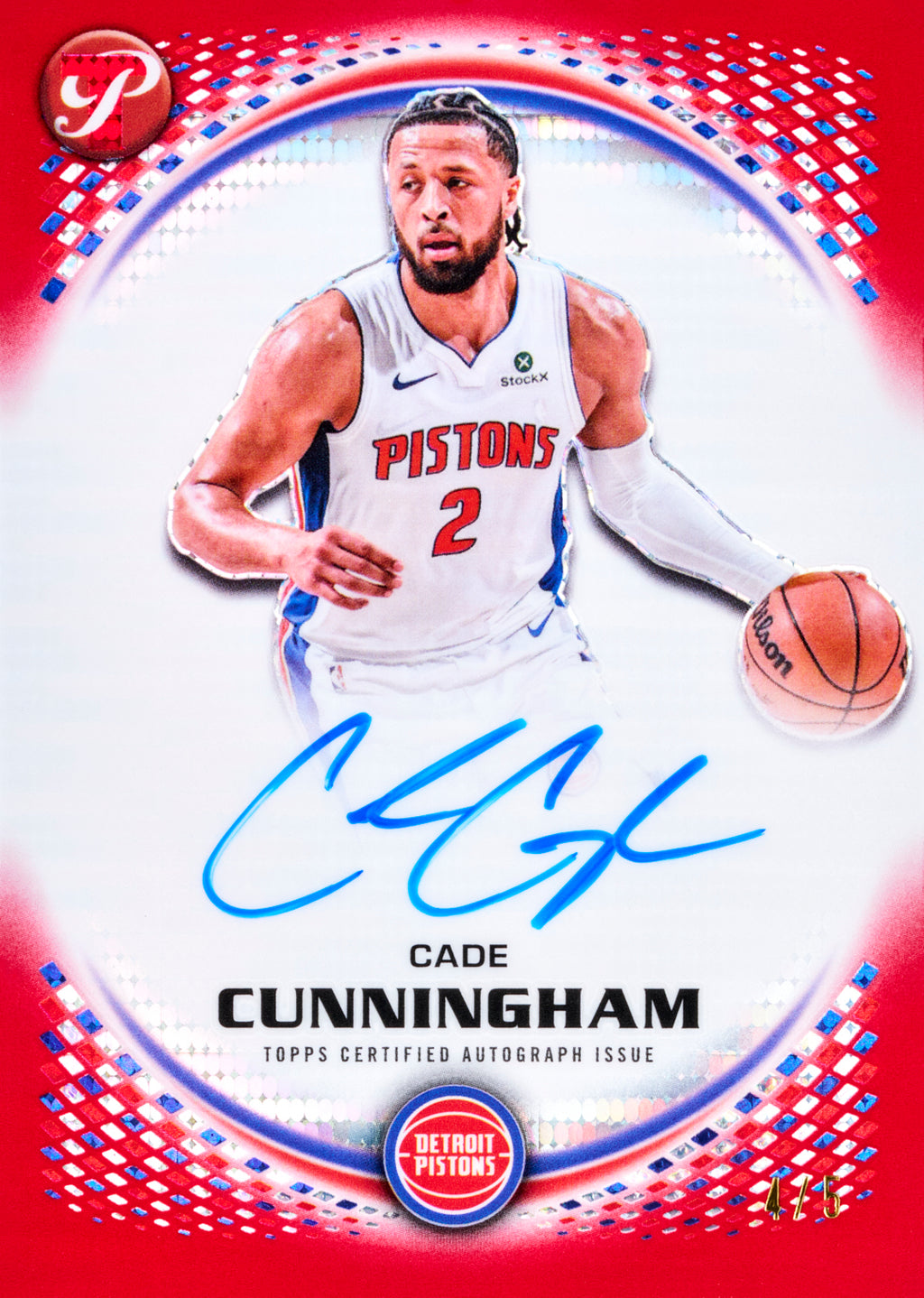 Cade Cunningham Pristine red autograph sample card