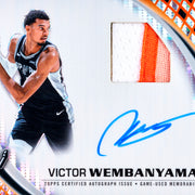 Victor Wembanyama Pristine Pieces orange autograph relic sample card