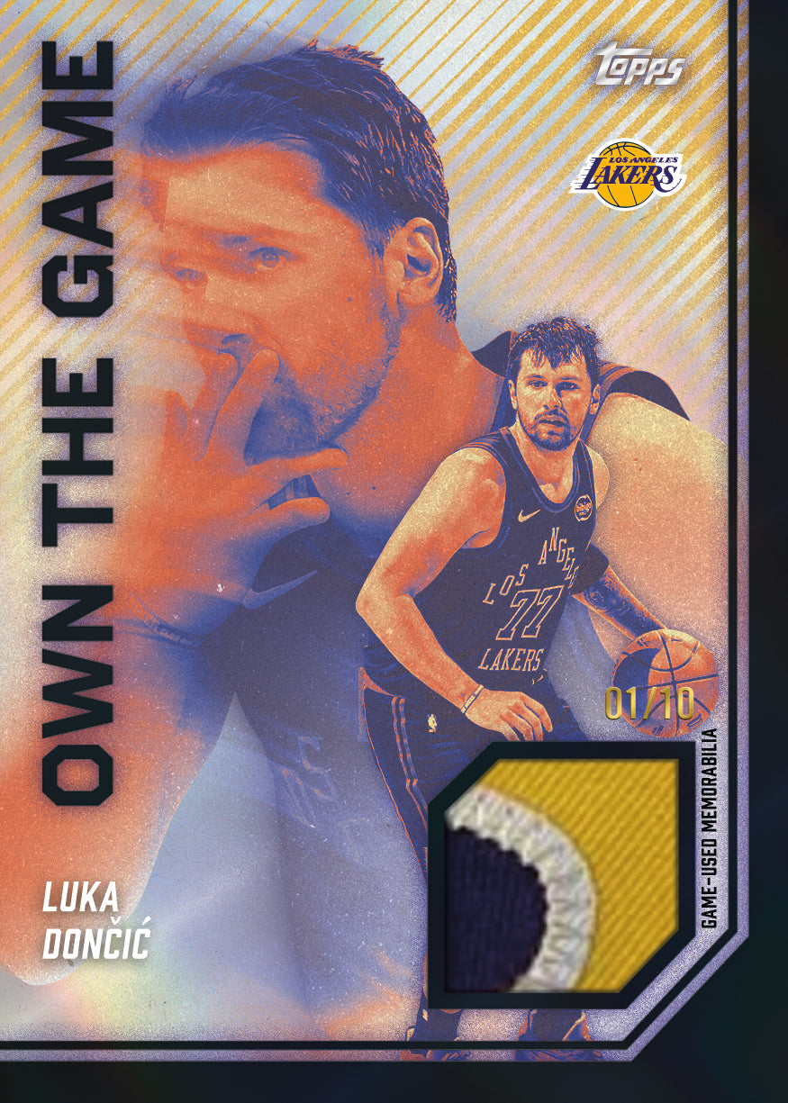 2026-27 Topps Flagship Basketball Luka Dončić Own the Game relic card preview; card not guaranteed