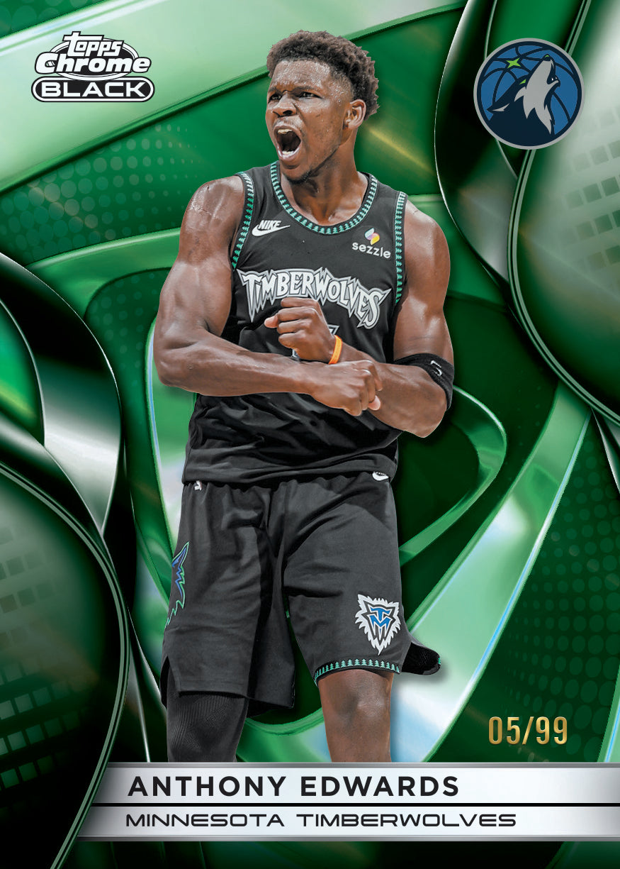 2025-26 Topps Chrome Black Basketball Anthony Edwards Green Refractor
