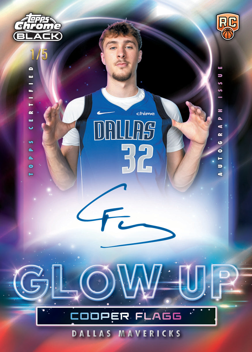 2025-26 Topps Chrome Black Basketball Cooper Flagg Glow Up Signature