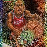 2026 Topps Mars Attacks Christmas Caught in the Crossfire basketball sample card, numbered 12/25