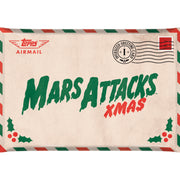 2026 Topps Mars Attacks Christmas Greeting Card box-topper pack with festive airmail envelope artwork