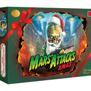 2026 Topps Mars Attacks Christmas Hobby Box with Santa Martian artwork and green gift-wrap packaging
