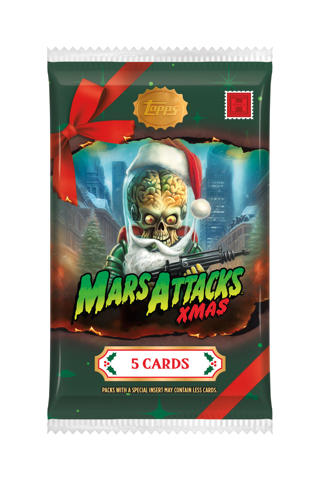 2026 Topps Mars Attacks Christmas five-card hobby pack