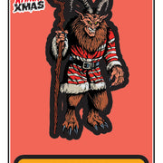 2026 Topps Mars Attacks Christmas Krampus sample card on a red background