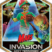 2026 Topps Mars Attacks Christmas Mars Invasion Acky Terrorsen die-cut sample card, numbered 1/1