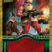 2026 Topps Mars Attacks Christmas Santa's Suit manufactured relic sample card, numbered 1/1