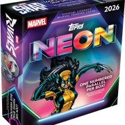 2026 Topps Neon Marvel Mega Box with X-23 artwork, containing 50 cards and one numbered parallel
