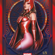 2026 Topps Neon Marvel Neon Tarots Scarlet Witch red parallel sample numbered 1 of 5