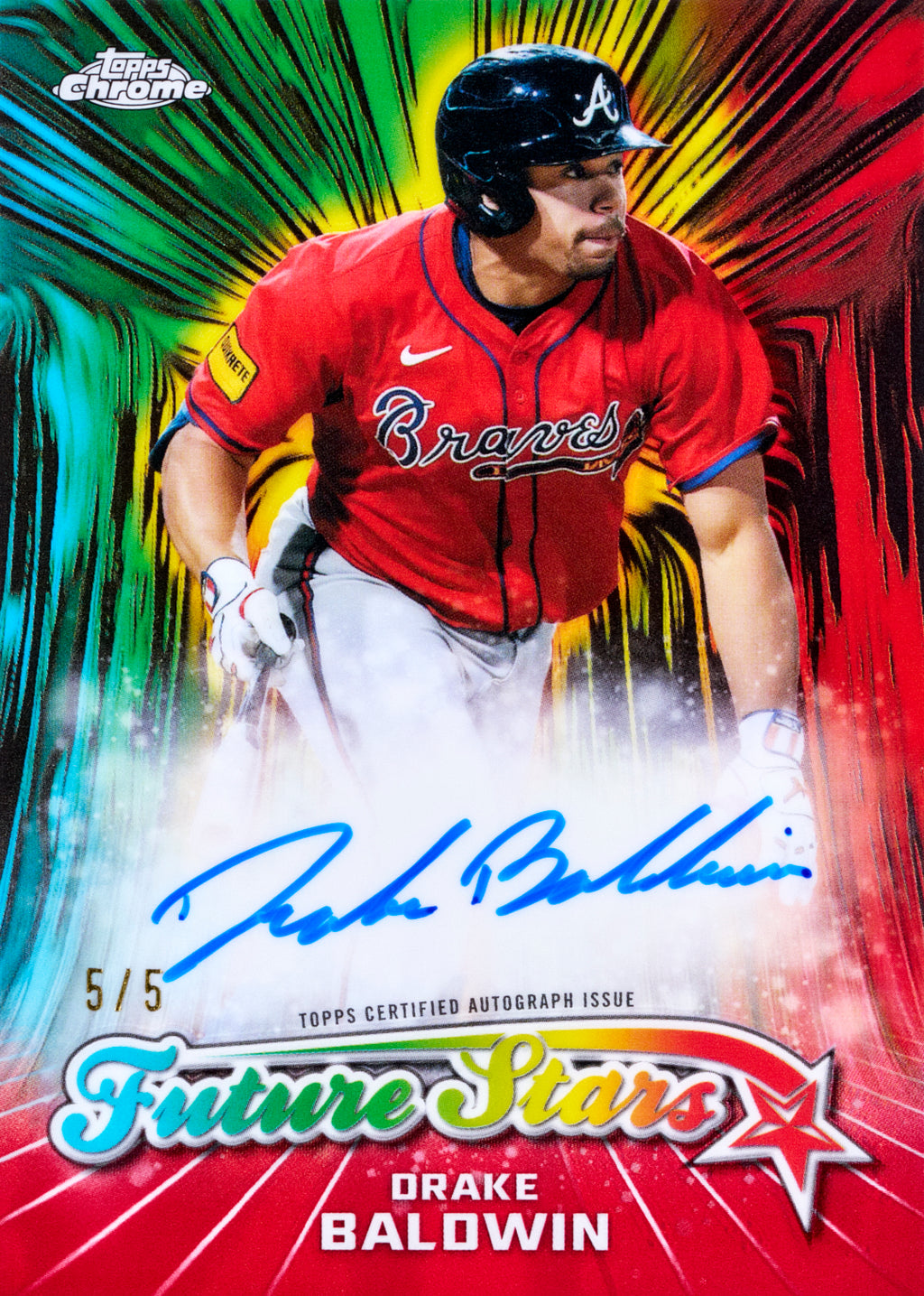 Future Stars Auto Red Refractor Drake Baldwin from 2026 Topps Chrome Baseball