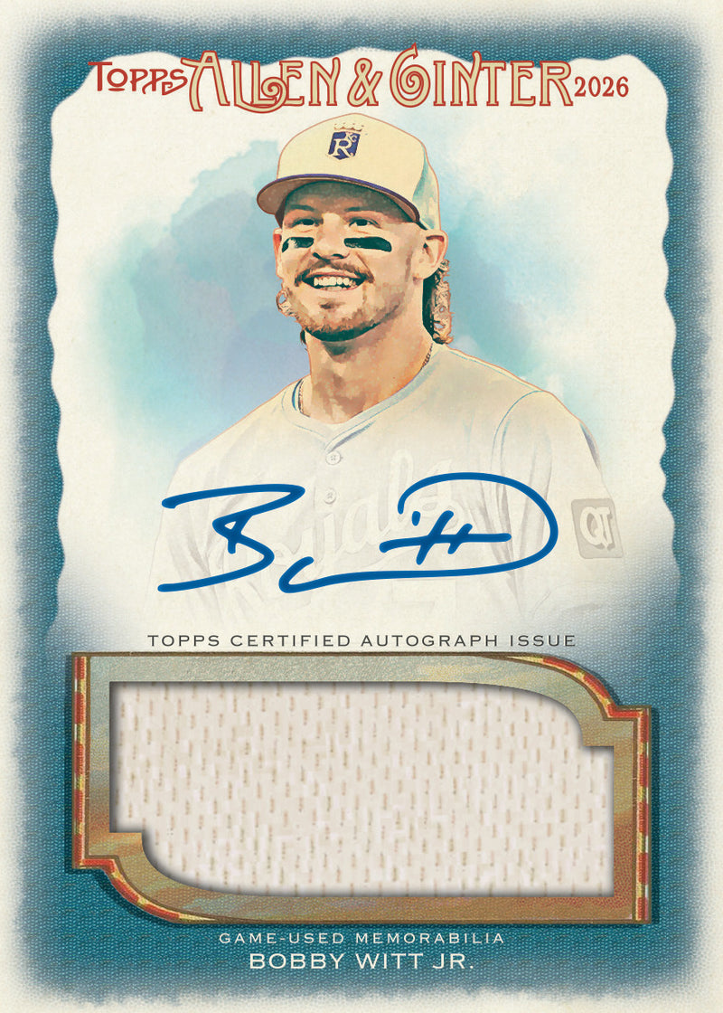 Bobby Witt Jr. Allen & Ginter autograph relic sample card