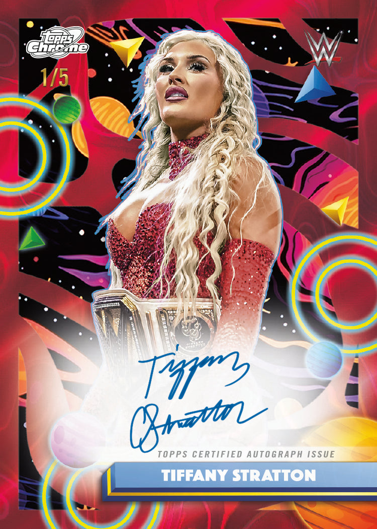 Red Flare Refractor card from 2026 Topps Cosmic Chrome WWE