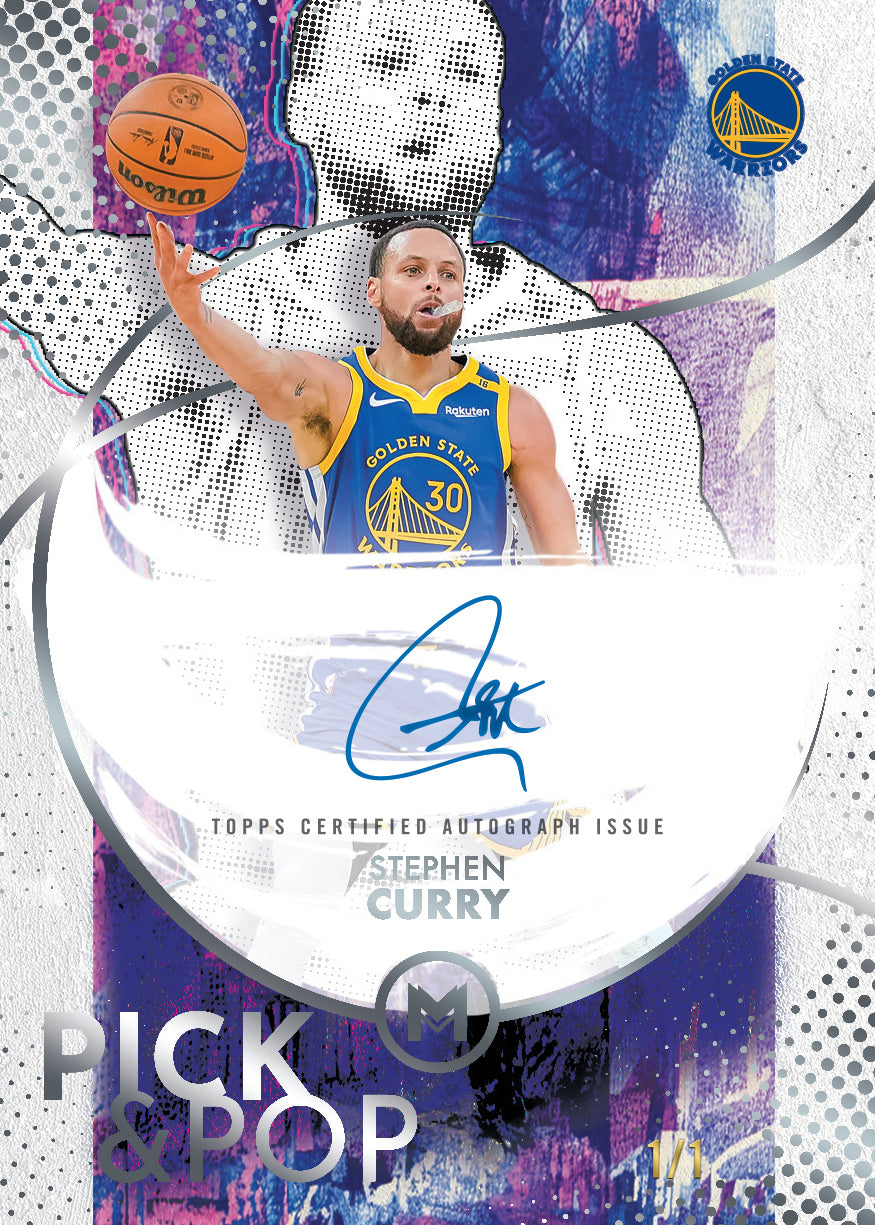 Pick and Pop Stephen Curry Platinum on-card autograph from 2025-26 Topps Motif Basketball