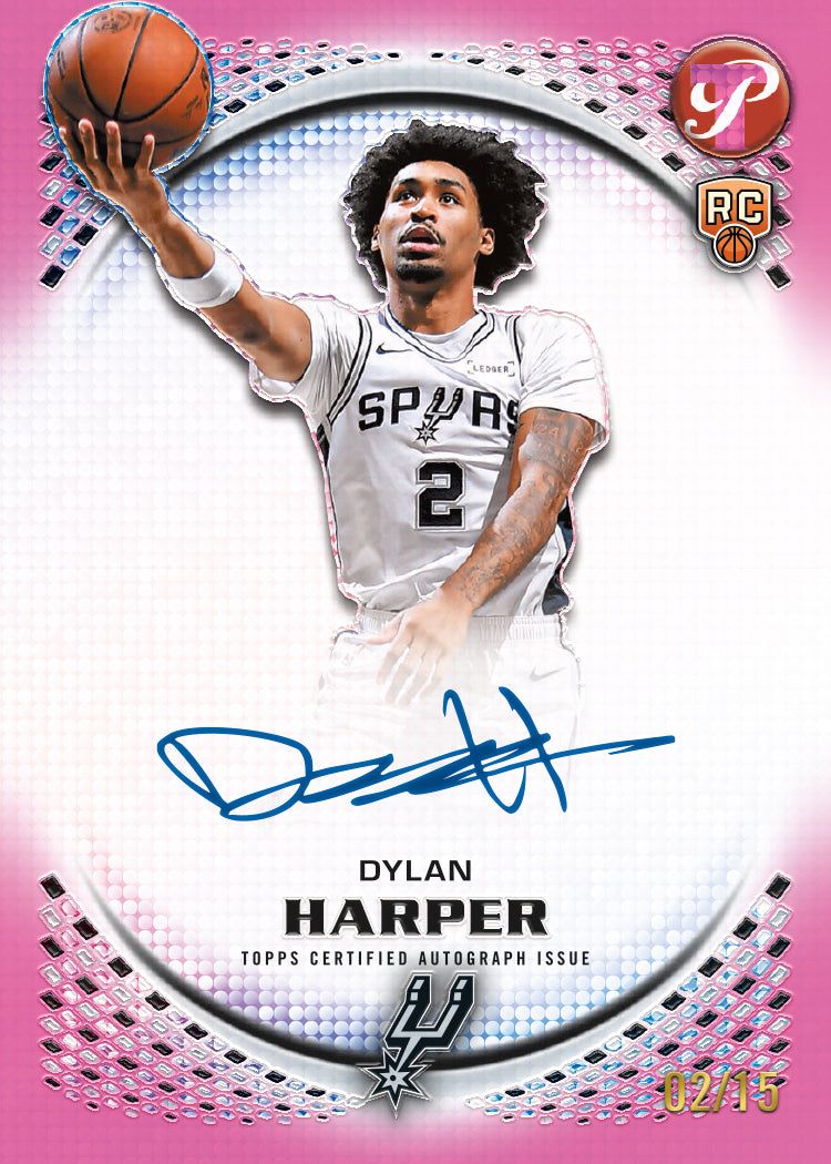 Dylan Harper Pristine pink rookie autograph sample card