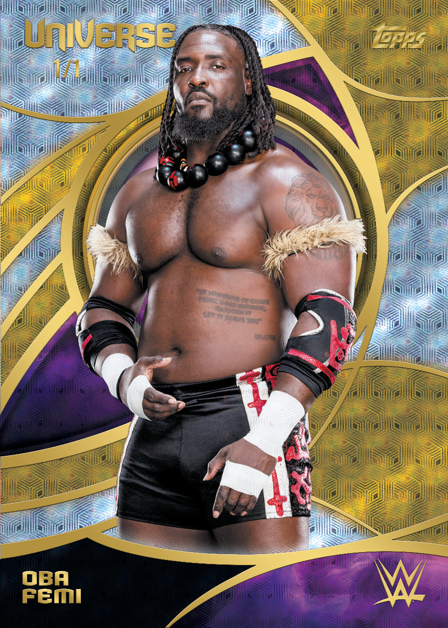 2026 Topps Universe WWE Oba Femi Foilfractor card numbered 1/1