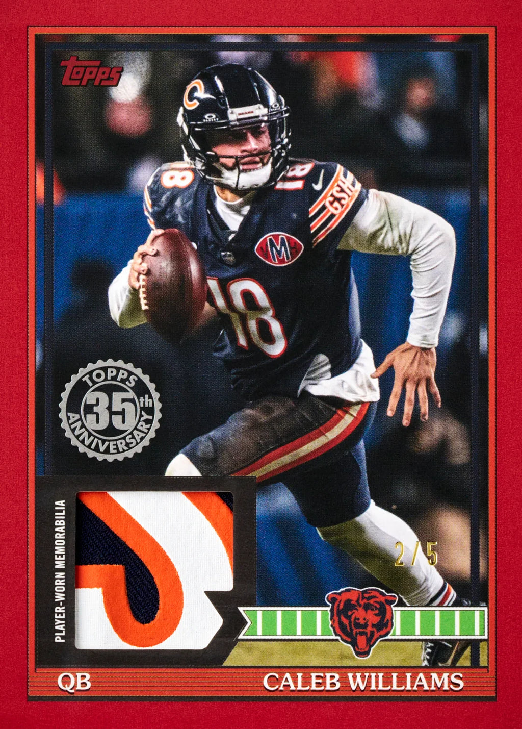 1991 Topps Football Relics Red Caleb Williams card from 2026 Topps Flagship Football