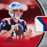 NFL Material Cards Red Drake Maye card from 2026 Topps Flagship Football