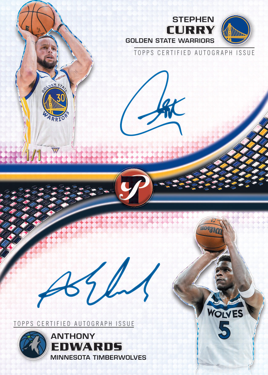 Stephen Curry and Anthony Edwards Pristine Pair dual autograph sample card